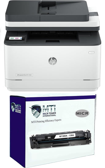 HP 3101sdw LaserJet Pro MFP Printer and 1 MTI Compatible 138A MICR Cartridge