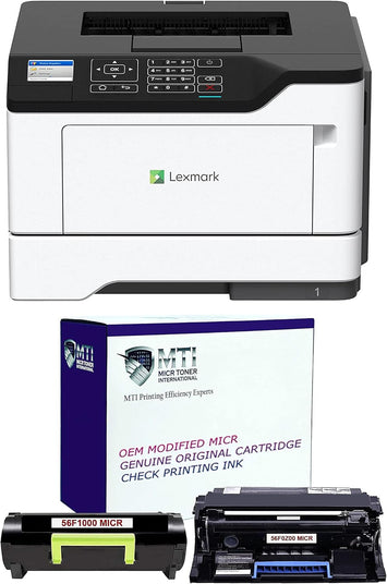 Lexmark MS521dn Wireless Check Printer with 56F1000 OEM MICR Toner and 56F0Z00 Drum