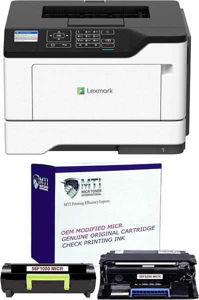 Lexmark MS521dn Wireless Check Printer with 56F1000 OEM MICR Toner and 56F0Z00 Drum