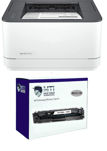 HP LaserJet 3001dw MICR Printer and 1 MTI 138A Compatible MICR Cartridge