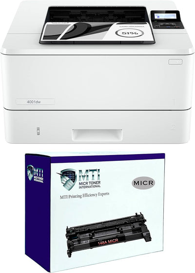 HP LaserJet 4001dw Wireless Check Printer with MTI 148A Compatible MICR Cartridge