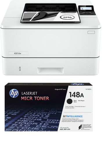 HP LaserJet 4001dw Wireless Check Printer with OEM Modified 148A W1480A MICR Cartridge