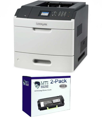 Lexmark MS810DN Renewed Check Printer with 2 MTI 521 52D1000 MICR Cartridges