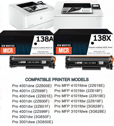 HP 138A W1380A OEM Modified MICR Toner Cartridge